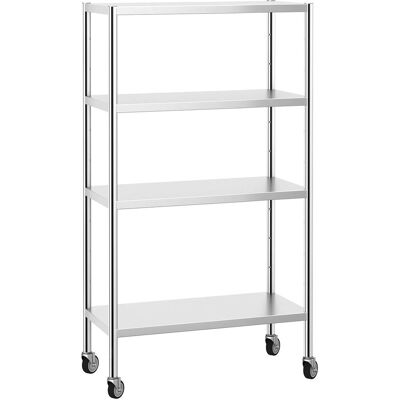 GGM Gastro Edelstahlregal PREMIUM - 1000x500mm - mit 4 Ablagen (VERSTELLBAR) - inkl. 4 Rollen Zilver GGM Gastro Edelstahlregal PREMIUM - 1000x500mm - mit 4 Ablagen (VERSTELLBAR) - inkl. 4 Rollen Zilver