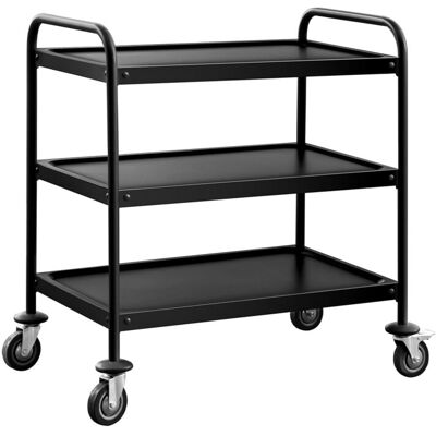 GGM Gastro Servierwagen - 800x500mm - mit 3 Abstellflächen - Schwarz GGM Gastro Servierwagen - 800x500mm - mit 3 Abstellflächen - Schwarz