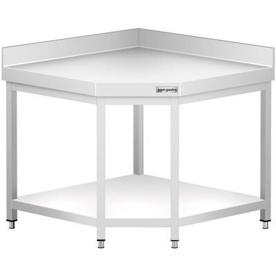 GGM Gastro Edelstahl Eckarbeitstisch PREMIUM - 1150x800mm - mit Grundboden & Aufkantung Zilver GGM Gastro Edelstahl Eckarbeitstisch PREMIUM - 1150x800mm - mit Grundboden & Aufkantung Zilver