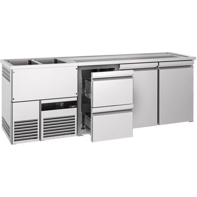 GGM Gastro Biertheke PREMIUM - 2500x700mm - 2 Türen mit 2 Schubladen GGM Gastro Biertheke PREMIUM - 2500x700mm - 2 Türen mit 2 Schubladen