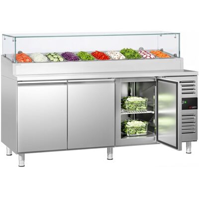 GGM Gastro Zubereitungstisch PREMIUM - 2020mm - 3 Türen - mit Glasaufsatz - für 10x GN 1/3 GGM Gastro Zubereitungstisch PREMIUM - 2020mm - 3 Türen - mit Glasaufsatz - für 10x GN 1/3