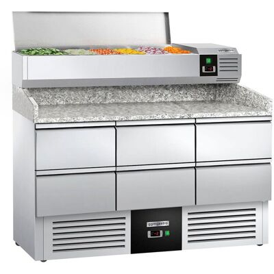 GGM Gastro Pizzakühltisch PREMIUM - 1400x700mm - mit 6 Schubladen 1/2 - inkl. Kühl-Aufsatzvitrine 6x GN 1/4 GGM Gastro Pizzakühltisch PREMIUM - 1400x700mm - mit 6 Schubladen 1/2 - inkl. Kühl-Aufsatzvitrine 6x GN 1/4