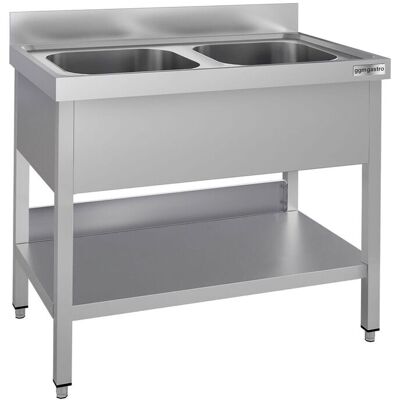 GGM Gastro Spültisch ECO - 1000x600mm - mit Grundboden - mit 2 Becken mittig GGM Gastro Spültisch ECO - 1000x600mm - mit Grundboden - mit 2 Becken mittig