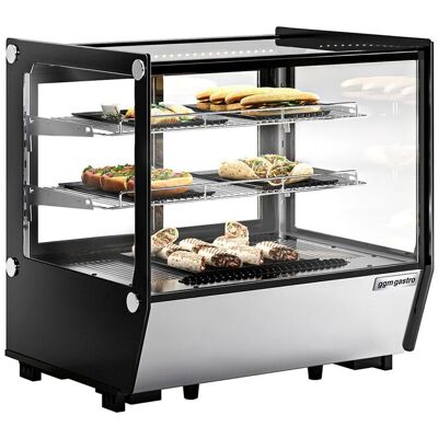 GGM Gastro Tisch-Kühlvitrine - 120 Liter - 700mm - eckig - mit 2 Ablagen Zilver / Zwart GGM Gastro Tisch-Kühlvitrine - 120 Liter - 700mm - eckig - mit 2 Ablagen Zilver / Zwart