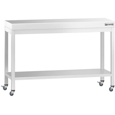 GGM Gastro Edelstahl Arbeitstisch PREMIUM - 1200x600mm - mit Grundboden & Rollen GGM Gastro Edelstahl Arbeitstisch PREMIUM - 1200x600mm - mit Grundboden & Rollen