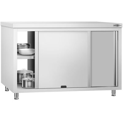 GGM Gastro Edelstahl Arbeitsschrank PREMIUM - 1400x600mm - mit Durchreiche Zilver GGM Gastro Edelstahl Arbeitsschrank PREMIUM - 1400x600mm - mit Durchreiche Zilver