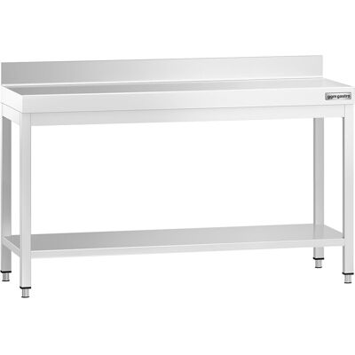 GGM Gastro Edelstahl Arbeitstisch PREMIUM - 1500x600mm - mit Grundboden & Aufkantung Zilver GGM Gastro Edelstahl Arbeitstisch PREMIUM - 1500x600mm - mit Grundboden & Aufkantung Zilver
