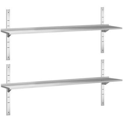 GGM Gastro Wandborde PREMIUM - 1800x300mm - mit 2 Etagen Zilver GGM Gastro Wandborde PREMIUM - 1800x300mm - mit 2 Etagen Zilver