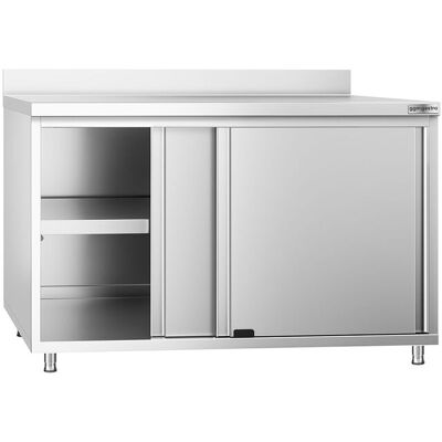 GGM Gastro Edelstahl Arbeitsschrank PREMIUM - 1200x700mm - mit Schiebetür & Aufkantung Zilver GGM Gastro Edelstahl Arbeitsschrank PREMIUM - 1200x700mm - mit Schiebetür & Aufkantung Zilver