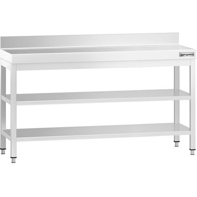 GGM Gastro Edelstahl Arbeitstisch PREMIUM - 1600x600mm - mit Grundboden, Aufkantung & Zwischenboden Zilver GGM Gastro Edelstahl Arbeitstisch PREMIUM - 1600x600mm - mit Grundboden, Aufkantung & Zwischenboden Zilver