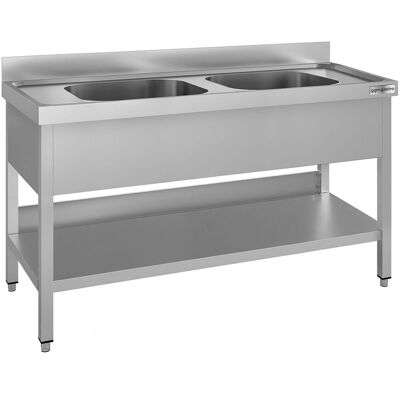 GGM Gastro Spültisch ECO - 1400x700mm - mit Grundboden - mit 2 Becken mittig GGM Gastro Spültisch ECO - 1400x700mm - mit Grundboden - mit 2 Becken mittig