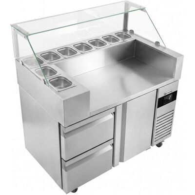 GGM Gastro Zubereitungstisch - 1210mm - 1 Tür & 2 Schubladen - für 9x GN 1/6 Zilver GGM Gastro Zubereitungstisch - 1210mm - 1 Tür & 2 Schubladen - für 9x GN 1/6 Zilver