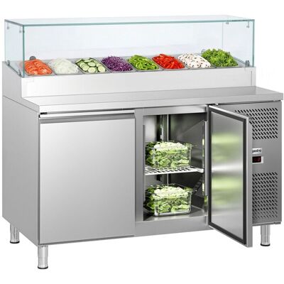 GGM Gastro Zubereitungstisch ECO - 1510mm - 2 Türen - mit Glasaufsatz - für 8x GN 1/3 GGM Gastro Zubereitungstisch ECO - 1510mm - 2 Türen - mit Glasaufsatz - für 8x GN 1/3