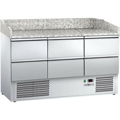 GGM Gastro Pizzakühltisch ECO - 1400x700mm - mit 6 Schubladen Zilver GGM Gastro Pizzakühltisch ECO - 1400x700mm - mit 6 Schubladen Zilver