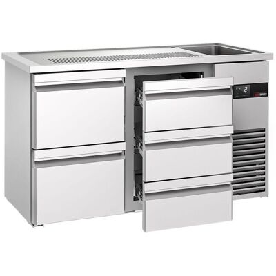GGM Gastro Biertheke PREMIUM - 1550x700mm - 5 Schubladen Zilver GGM Gastro Biertheke PREMIUM - 1550x700mm - 5 Schubladen Zilver
