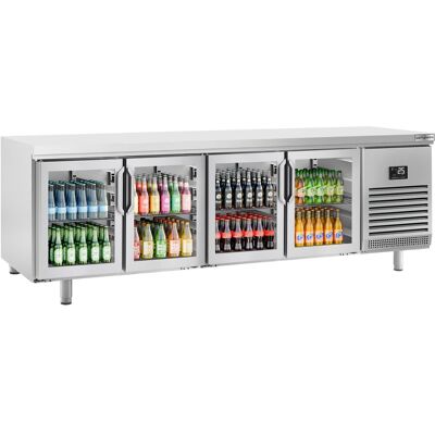 GGM Gastro Kühltisch Premium PLUS - 2752x800mm - mit 4 Glastüren Zilver GGM Gastro Kühltisch Premium PLUS - 2752x800mm - mit 4 Glastüren Zilver