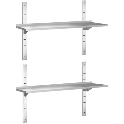 GGM Gastro Wandborde PREMIUM - 1400x400mm - mit 2 Etagen Zilver GGM Gastro Wandborde PREMIUM - 1400x400mm - mit 2 Etagen Zilver