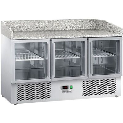 GGM Gastro - Eco Model - Koeltafel voor pizza - 1400x700mm - 3 glazen deuren - geen display GGM Gastro - Eco Model - Koeltafel voor pizza - 1400x700mm - 3 glazen deuren - geen display