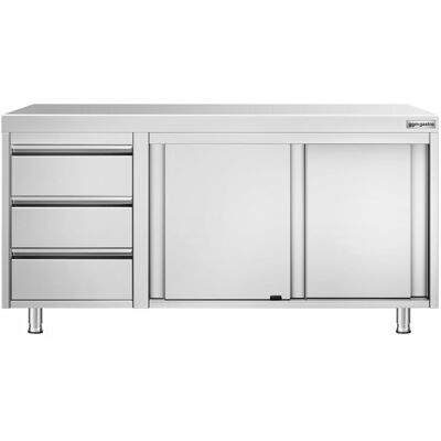 GGM Gastro Edelstahl Arbeitsschrank PREMIUM - 1600x700mm - mit 3 Schubladen links Zilver GGM Gastro Edelstahl Arbeitsschrank PREMIUM - 1600x700mm - mit 3 Schubladen links Zilver