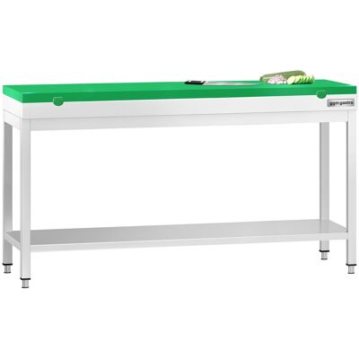 GGM Gastro Edelstahl Arbeitstisch PREMIUM - 2000x600mm - mit Grundboden - inkl. Schneideplatte Grün GGM Gastro Edelstahl Arbeitstisch PREMIUM - 2000x600mm - mit Grundboden - inkl. Schneideplatte Grün