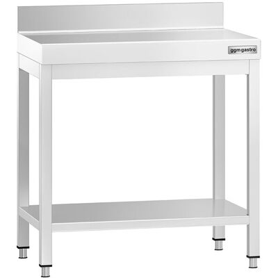 GGM Gastro Edelstahl Arbeitstisch PREMIUM - 600x600mm - mit Grundboden & Aufkantung Zilver GGM Gastro Edelstahl Arbeitstisch PREMIUM - 600x600mm - mit Grundboden & Aufkantung Zilver