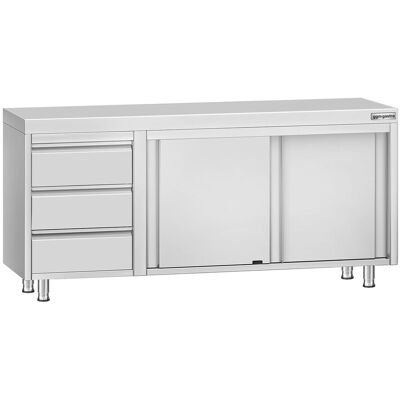 GGM Gastro Edelstahl Arbeitsschrank ECO - 1800x700mm - mit 3 Schubladen links Zilver GGM Gastro Edelstahl Arbeitsschrank ECO - 1800x700mm - mit 3 Schubladen links Zilver
