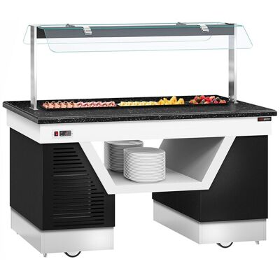 GGM Gastro Buffettheke kalt BELFAST - 1600mm - mit Kühlplatte & Rollen GGM Gastro Buffettheke kalt BELFAST - 1600mm - mit Kühlplatte & Rollen