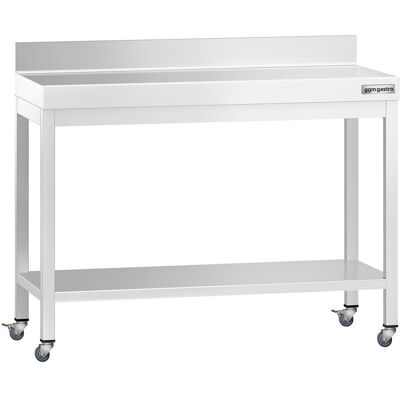 GGM Gastro Edelstahl Arbeitstisch PREMIUM - 1000x800mm - mit Grundboden, Aufkantung & Rollen GGM Gastro Edelstahl Arbeitstisch PREMIUM - 1000x800mm - mit Grundboden, Aufkantung & Rollen