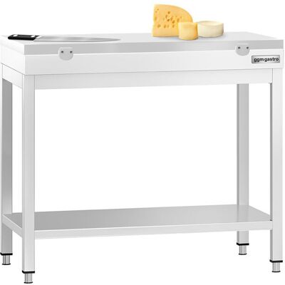 GGM Gastro Edelstahl Arbeitstisch PREMIUM - 800x700mm - mit Grundboden - inkl. Schneideplatte Weiß GGM Gastro Edelstahl Arbeitstisch PREMIUM - 800x700mm - mit Grundboden - inkl. Schneideplatte Weiß