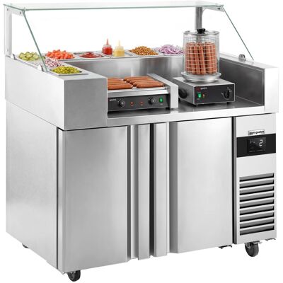 GGM Gastro Zubereitungstisch - 1210mm - 2 Türen - für 9x GN 1/6 - inkl. Würstchengrill & -wärmer Zilver GGM Gastro Zubereitungstisch - 1210mm - 2 Türen - für 9x GN 1/6 - inkl. Würstchengrill & -wärmer Zilver