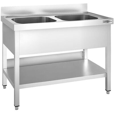 GGM Gastro Spültisch PREMIUM - 1000x600mm - mit Grundboden - mit 2 Becken mittig GGM Gastro Spültisch PREMIUM - 1000x600mm - mit Grundboden - mit 2 Becken mittig