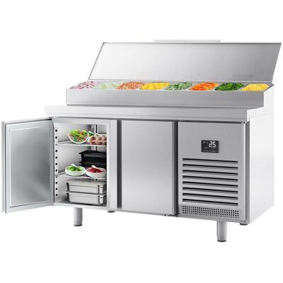 GGM Gastro Zubereitungskühltisch - 1468x600mm - mit 2 Türen - Edelstahlaufsatz 8x GN 1/4 Zilver GGM Gastro Zubereitungskühltisch - 1468x600mm - mit 2 Türen - Edelstahlaufsatz 8x GN 1/4 Zilver