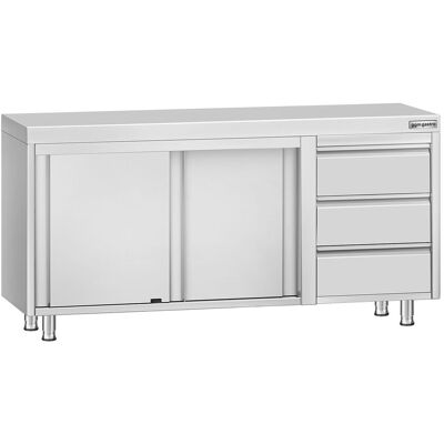 GGM Gastro Edelstahl Arbeitsschrank ECO - 1600x700mm - mit 3 Schubladen rechts Zilver GGM Gastro Edelstahl Arbeitsschrank ECO - 1600x700mm - mit 3 Schubladen rechts Zilver