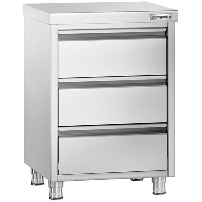 GGM Gastro Schubladenschrank PREMIUM mit 3 Schubladen - 500x600mm Zilver GGM Gastro Schubladenschrank PREMIUM mit 3 Schubladen - 500x600mm Zilver
