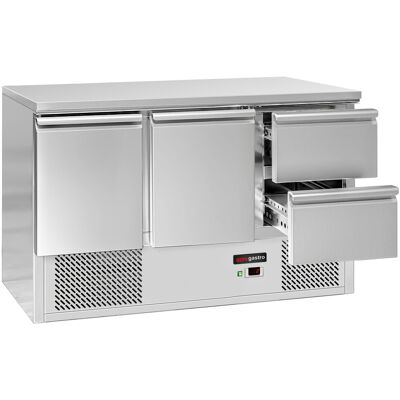GGM Gastro Kühltisch ECO - 1370x700mm - mit 2 Türen - 2 Schubladen Zilver GGM Gastro Kühltisch ECO - 1370x700mm - mit 2 Türen - 2 Schubladen Zilver