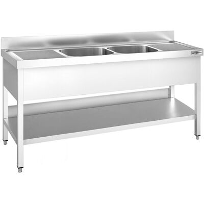 GGM Gastro Spültisch PREMIUM - 1800x600mm - mit Grundboden - mit 2 Becken mittig GGM Gastro Spültisch PREMIUM - 1800x600mm - mit Grundboden - mit 2 Becken mittig