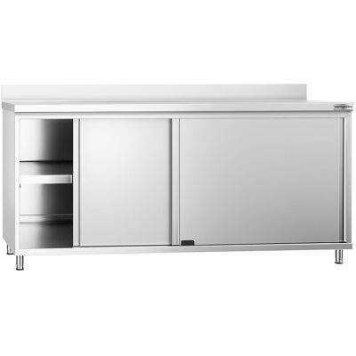 GGM Gastro Edelstahl Arbeitsschrank PREMIUM - 1800x600mm - mit Schiebetür & Aufkantung Zilver GGM Gastro Edelstahl Arbeitsschrank PREMIUM - 1800x600mm - mit Schiebetür & Aufkantung Zilver