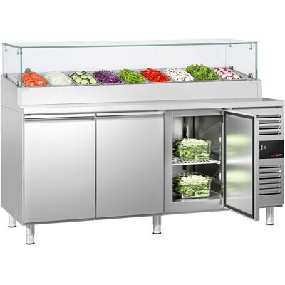 GGM Gastro Zubereitungstisch PREMIUM - 1795mm - 3 Türen - mit Glasaufsatz - für 9x GN 1/3 GGM Gastro Zubereitungstisch PREMIUM - 1795mm - 3 Türen - mit Glasaufsatz - für 9x GN 1/3