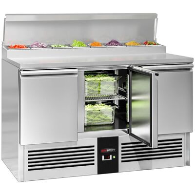 GGM Gastro Zubereitungstisch Mini PREMIUM - 1368mm - 3 Türen - für 8x GN 1/6 Zilver GGM Gastro Zubereitungstisch Mini PREMIUM - 1368mm - 3 Türen - für 8x GN 1/6 Zilver