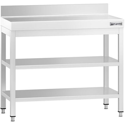 GGM Gastro Edelstahl Arbeitstisch PREMIUM - 800x600mm - mit Grundboden, Aufkantung & Zwischenboden Zilver GGM Gastro Edelstahl Arbeitstisch PREMIUM - 800x600mm - mit Grundboden, Aufkantung & Zwischenboden Zilver