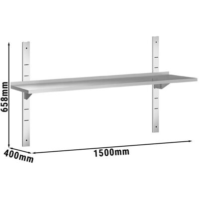 GGM Gastro Wandborde PREMIUM - 1500x400mm - mit 1 Etage Zilver GGM Gastro Wandborde PREMIUM - 1500x400mm - mit 1 Etage Zilver