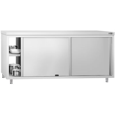GGM Gastro Edelstahl Arbeitsschrank PREMIUM - 2000x600mm - mit Durchreiche Zilver GGM Gastro Edelstahl Arbeitsschrank PREMIUM - 2000x600mm - mit Durchreiche Zilver