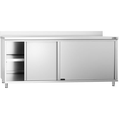 GGM Gastro Edelstahl Arbeitsschrank PREMIUM - 2000x700mm - mit Schiebetür & Aufkantung Zilver GGM Gastro Edelstahl Arbeitsschrank PREMIUM - 2000x700mm - mit Schiebetür & Aufkantung Zilver