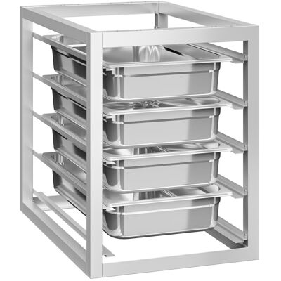 GGM Gastro Unterbaumodul mit 5 Einschüben - 450x660mm - GN & EN - für ArbeitstischeSerie ATK 700mm Tief GGM Gastro Unterbaumodul mit 5 Einschüben - 450x660mm - GN & EN - für ArbeitstischeSerie ATK 700mm Tief