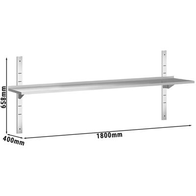 GGM Gastro Wandborde PREMIUM - 1800x400mm - mit 1 Etage Zilver GGM Gastro Wandborde PREMIUM - 1800x400mm - mit 1 Etage Zilver