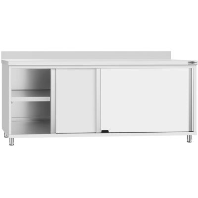 GGM Gastro Edelstahl Arbeitsschrank ECO - 2000x600mm - mit Schiebetür & Aufkantung Zilver GGM Gastro Edelstahl Arbeitsschrank ECO - 2000x600mm - mit Schiebetür & Aufkantung Zilver
