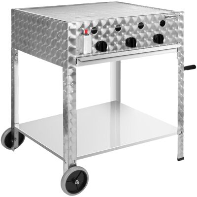 GGM Gastro Gasgrill - 10kW - 3 branders - RVS - incl. verrijdbaar onderstel, grillrooster en bakplaat zilver GGM Gastro Gasgrill - 10kW - 3 branders - RVS - incl. verrijdbaar onderstel, grillrooster en bakplaat zilver