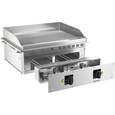 GGM Gastro Elektrische bakplaat - 9kW - Geribbeld - Bakoppervlak: 693x484mm zilver GGM Gastro Elektrische bakplaat - 9kW - Geribbeld - Bakoppervlak: 693x484mm zilver