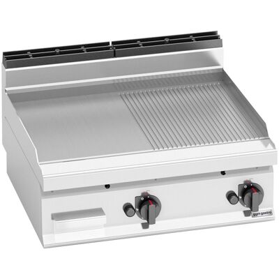 GGM Gastro Gas Bratplatte - 13,8 kW - Glatt & Gerillt Zilver GGM Gastro Gas Bratplatte - 13,8 kW - Glatt & Gerillt Zilver