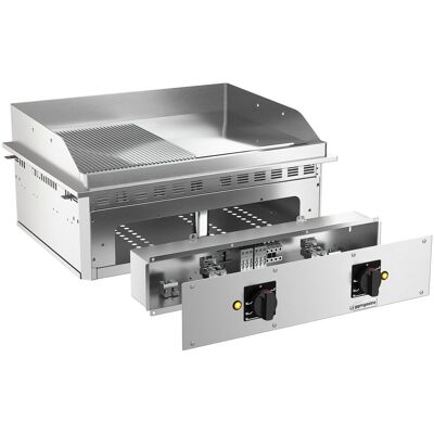 GGM Gastro Elektrische bakplaat - 9,0kW - Glad/geribbeld - Bakoppervlak: 800x765mm zilver GGM Gastro Elektrische bakplaat - 9,0kW - Glad/geribbeld - Bakoppervlak: 800x765mm zilver